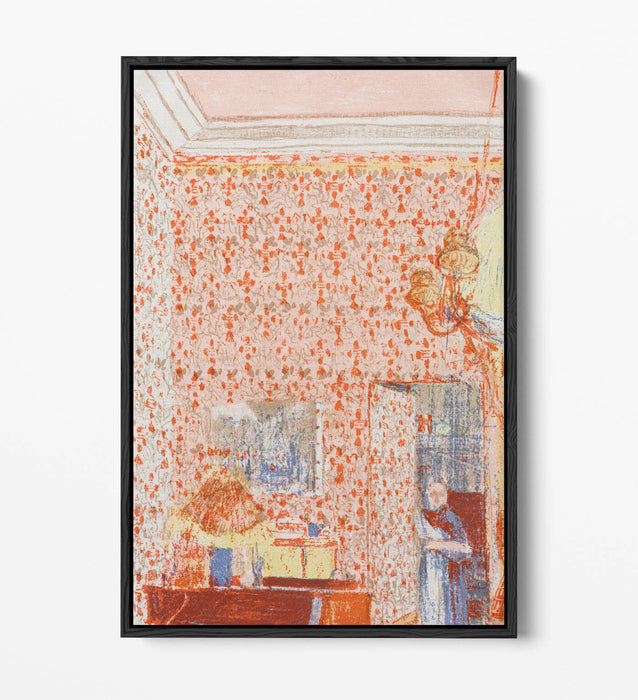 EDOUARD VUILLARD, INTERIOR WITH PINK WALLPAPER -FLOAT EFFECT CANVAS ART PRINT