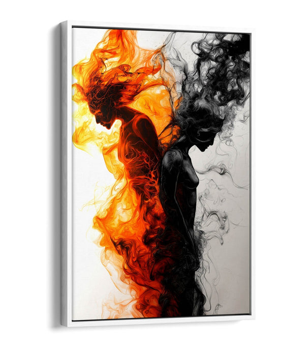Fire And Smoke Canvas - Handmade Float Effect Art With Premium Varnish Finish