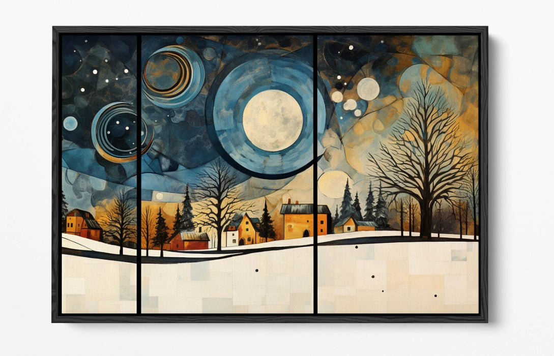 WINTER SNOWY LANDSCAPE KANDINSKY STYLE DECOR FLOAT EFFECT CANVAS ART PRINT