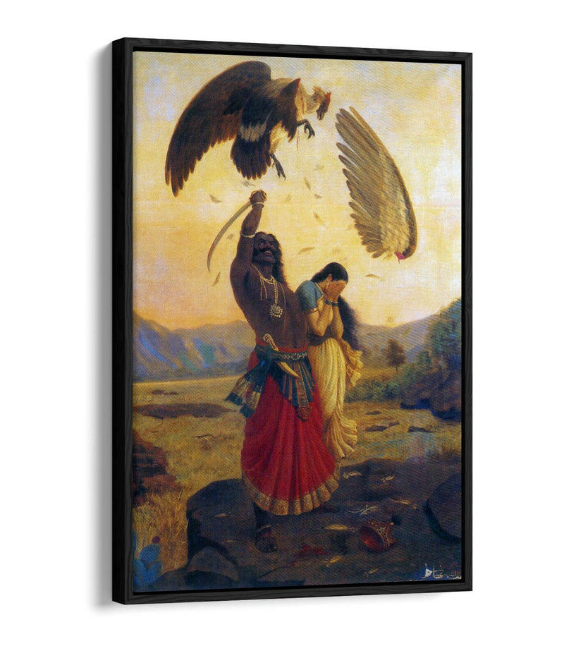 Float Effect Canvas Art - Raja Ravi Varma Jatayu Vadha Premium Wall Decor