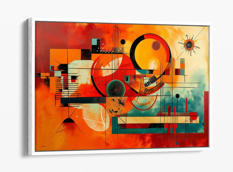 Abstract Canvas Art – Orange Blue Kandinsky Style Float Effect Canvas Print