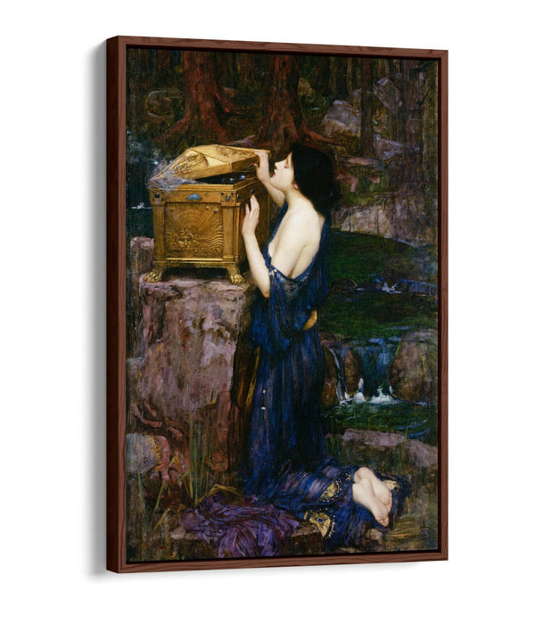 JOHN WILLIAM WATERHOUSE PANDORA-FLOAT EFFECT CANVAS WALL ART PIC PRINT-GREEN