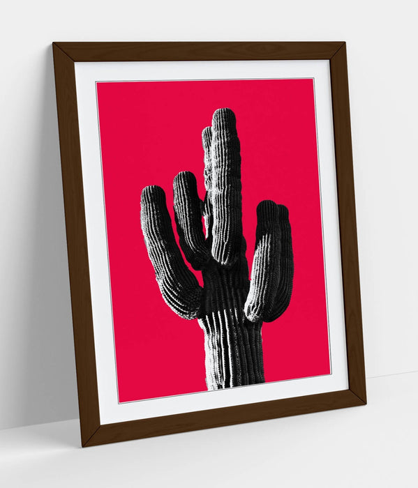 TRENDY B&W CACTUS POP ART RED -ART FRAMED POSTER PICTURE PRINT ARTWORK