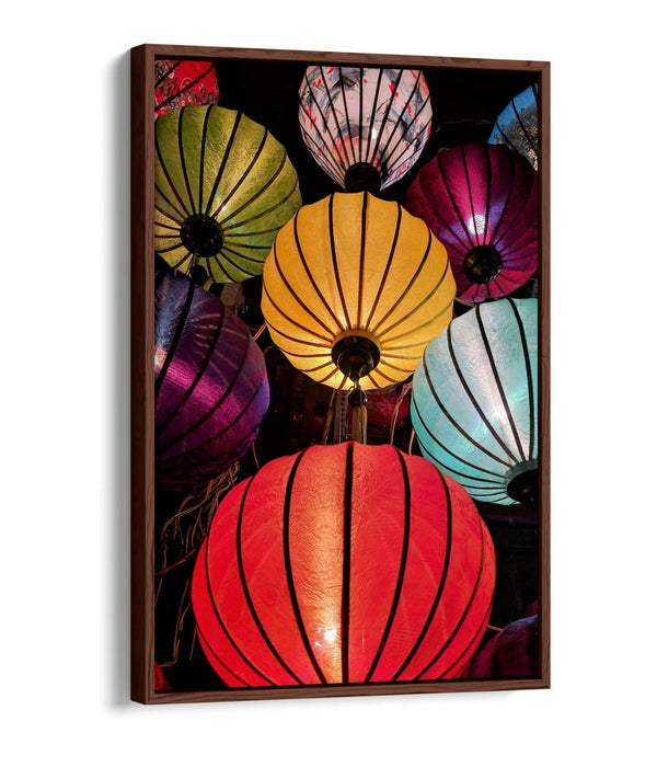 CHINESE LANTERNS FLOAT EFFECT CANVAS WALL ART PIC PRINT GRAFFITI- RED