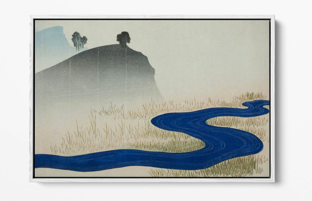 TOTOYA HOKKEI, MOUNTAIN LANDSCAPE WITH STREAM-FLOAT EFFECT CANVAS WALL ART PRINT