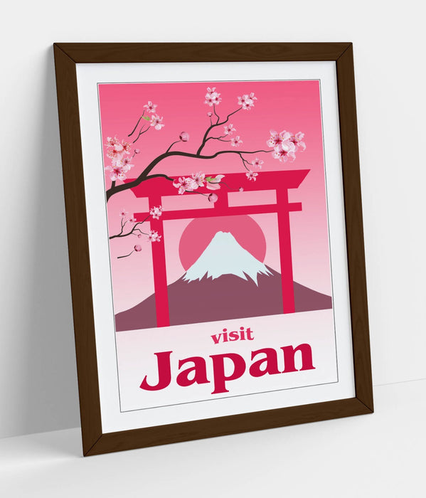 VINTAGE RETRO KAWAII PINK JAPAN TRAVEL POSTER -FRAMED WALL ART PICTURE PRINT