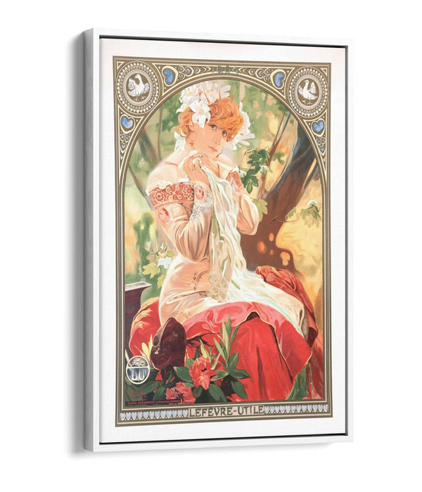 Canvas Wall Art - Alphonse Mucha Sarah Bernhardt Float Effect Print on Custom MDF Frame