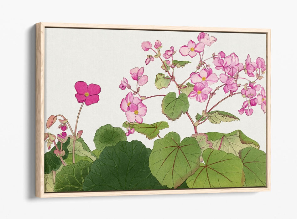 Float Effect Canvas Art – Handmade Japanese Begonia Flower Print on MDF Frame