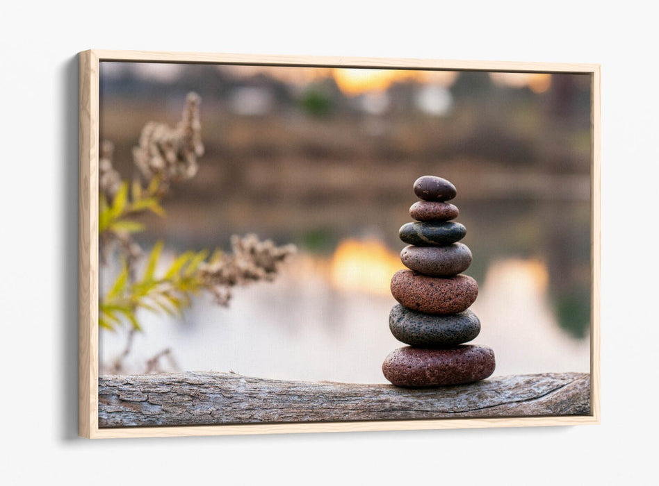 Zen Stones Canvas - Float Effect Canvas Wall Art With Stacked Stones Decor