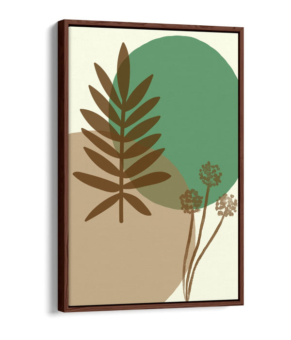 BOTANICAL BAUHAUS TRENDY MINIMALIST LEAVES -FLOAT EFFECT CANVAS WALL ART PRINT