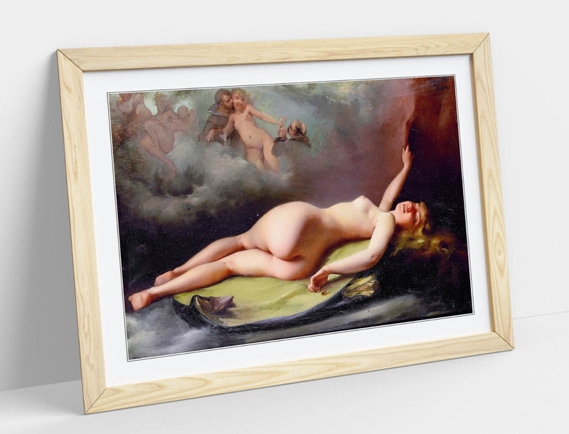 Framed Wall Art - Luis Ricardo Falero Reclining Nude Poster Print With Faux Wood Frame