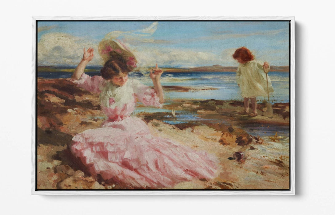 CHARLES SIMS, BY SUMMER SEAS -FLOAT EFFECT CANVAS WALL ART PRINT