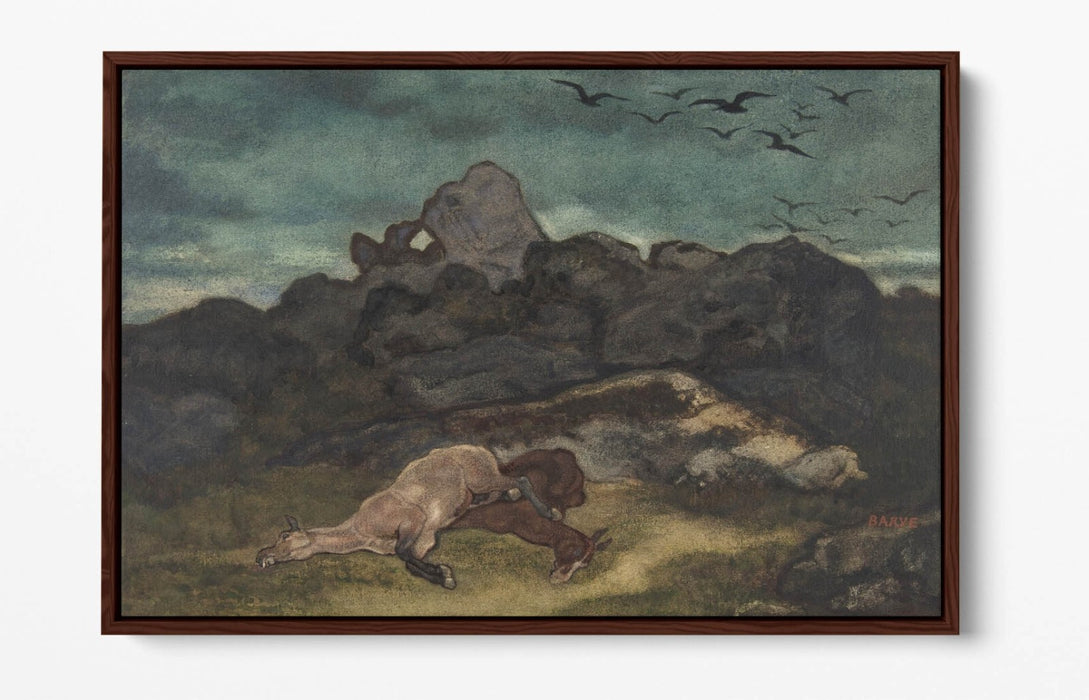 ANTOINE-LOUIS BARYE, DEAD HORSES -FLOAT EFFECT CANVAS WALL ART PRINT