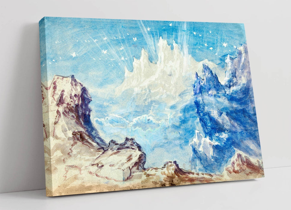 Canvas Wall Art - Mountain Landscape Print With Starry Sky Artwork | Handmade UK Canvas