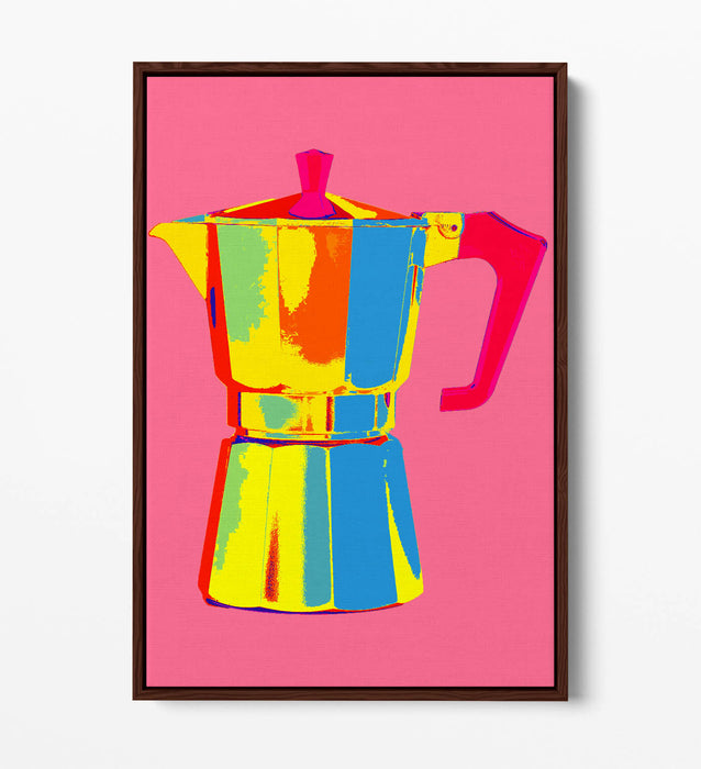 Moka Pot Coffee Poster – Vibrant Canvas Wall Art | Handmade Kitchen Decor Print