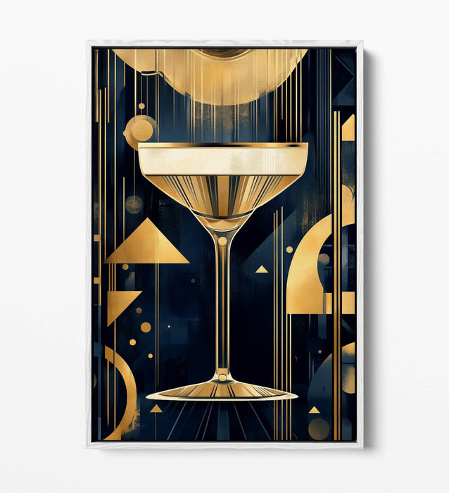 Art Deco Canvas – Classy Champagne Glass Float Effect Canvas Wall Art Print
