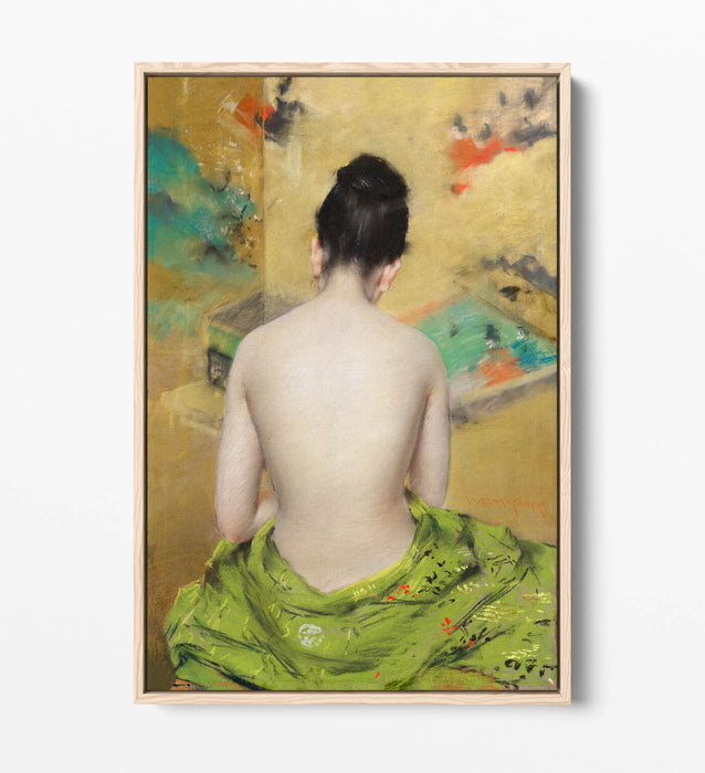Canvas Wall Art - William Merritt Chase Japanese Woman Print With Float Effect Frame
