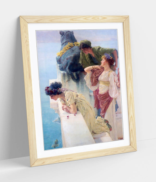 Framed Wall Art - Lawrence Alma Tadema Classic Art Print With Woodgrain Frame Finish