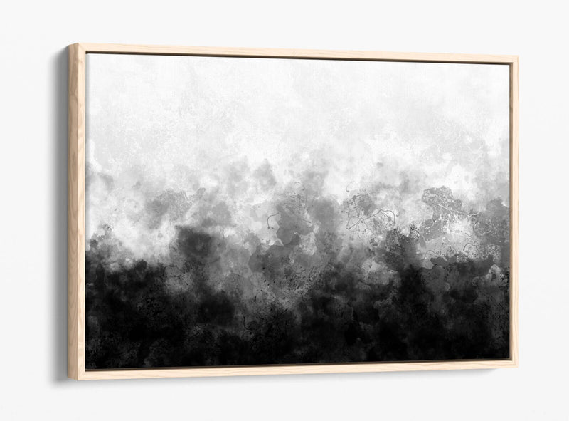 Canvas Wall Art - Abstract Black And White Sketch Print With Float Effect Frame
