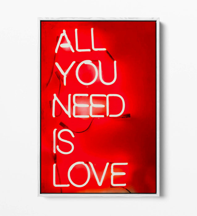 Float Effect Canvas Art - Neon Sign Print On Custom Deep Frame With Vibrant Colour