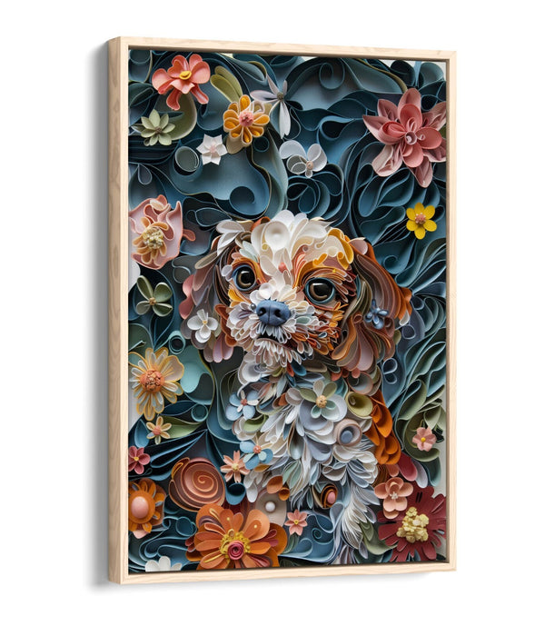 Dog Quilling Canvas - Handmade Dog Portrait Print With Float Effect Frame