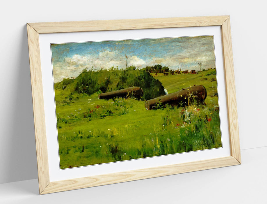 Framed Art Poster - William Merritt Chase Peace At Fort Hamilton Print With Woodgrain Frame