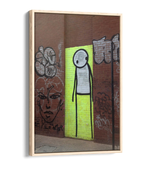Canvas Art Print - Yellow Graffiti Wall Art With Float Effect & MDF Frame
