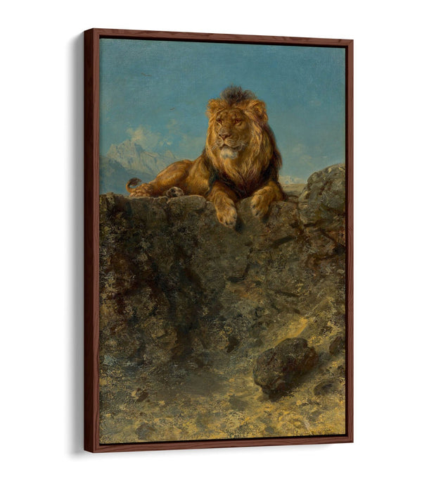 LUDWIG KNAUS, ENTHRONED LION -FLOAT EFFECT CANVAS WALL ART PIC PRINT