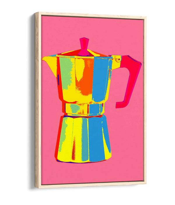Moka Pot Coffee Poster – Vibrant Canvas Wall Art | Handmade Kitchen Decor Print