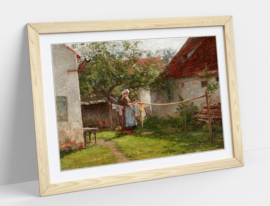 Framed Wall Art - John Ottis Adams Wash Day Bavaria Poster Print 4 Sizes
