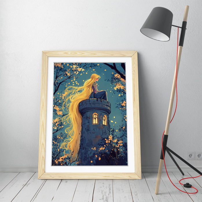 Rapunzel Wall Art – Framed Princess Poster Print | Handmade UK Wall Decor