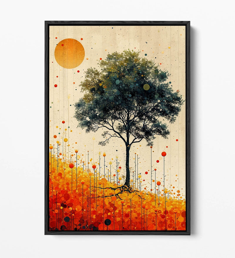 Abstract Canvas Art - Orange Bubbles Tree | Float Effect Canvas Wall Art