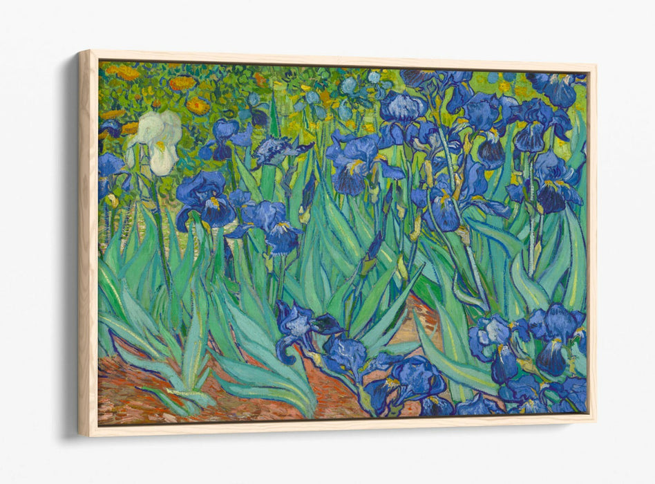 VAN GOGH IRISES -FLOAT EFFECT CANVAS WALL ART PIC PRINT- BLUE GREEN