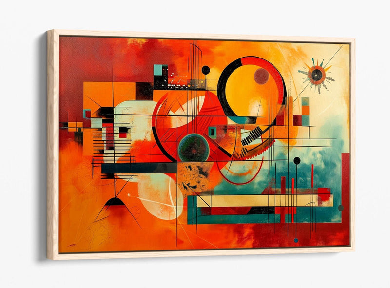 Abstract Canvas Art – Orange Blue Kandinsky Style Float Effect Canvas Print