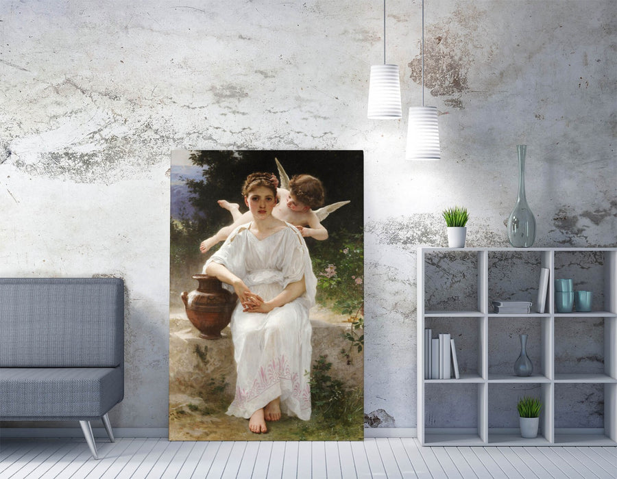 WILLIAM ADOLPHE BOUGUEREAU, WHISPERINGS OF LOVE -CANVAS WALL ARTWORK PIC PRINT