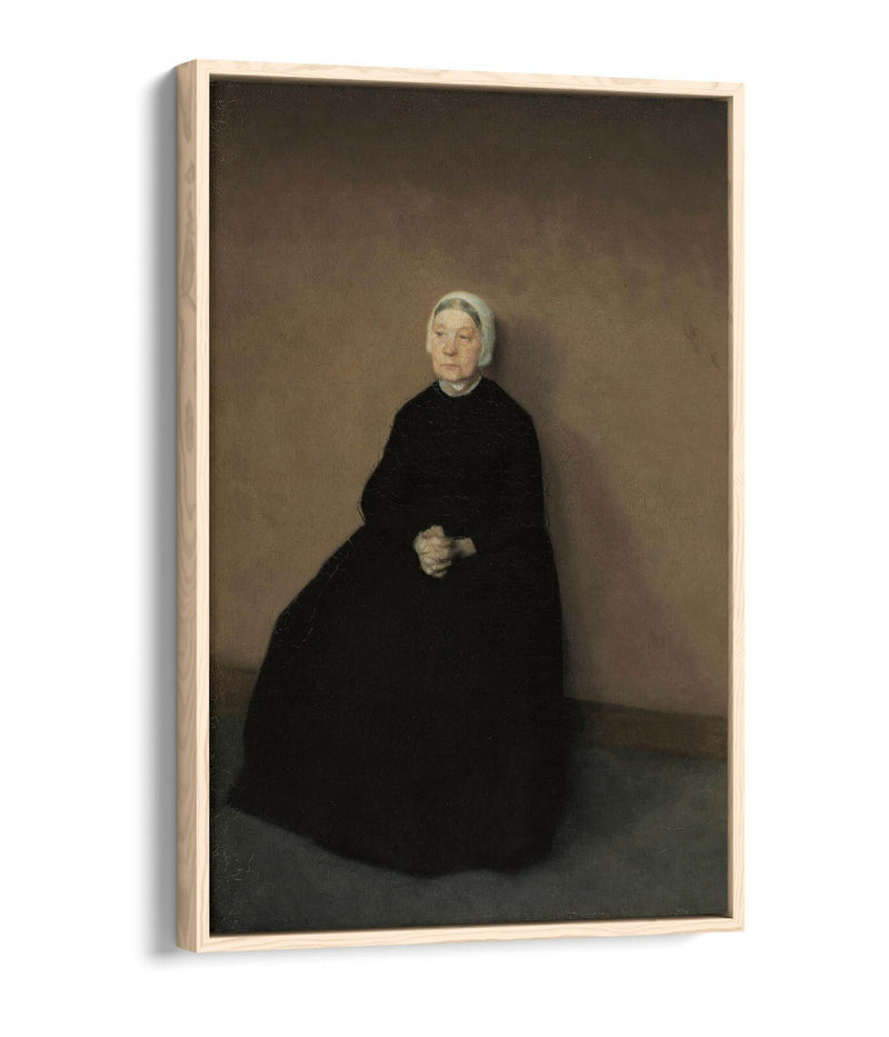 Canvas Wall Art Print - Vilhelm Hammershoi Old Woman | Float Effect, Premium Frame
