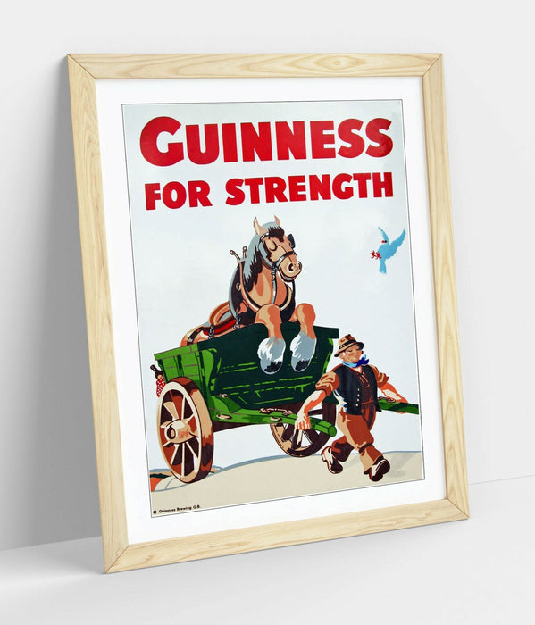 VINTAGE "GUINNESS FOR STRENGTH" POSTER ADVERT -FRAMED WALL ART PICTURE PRINT