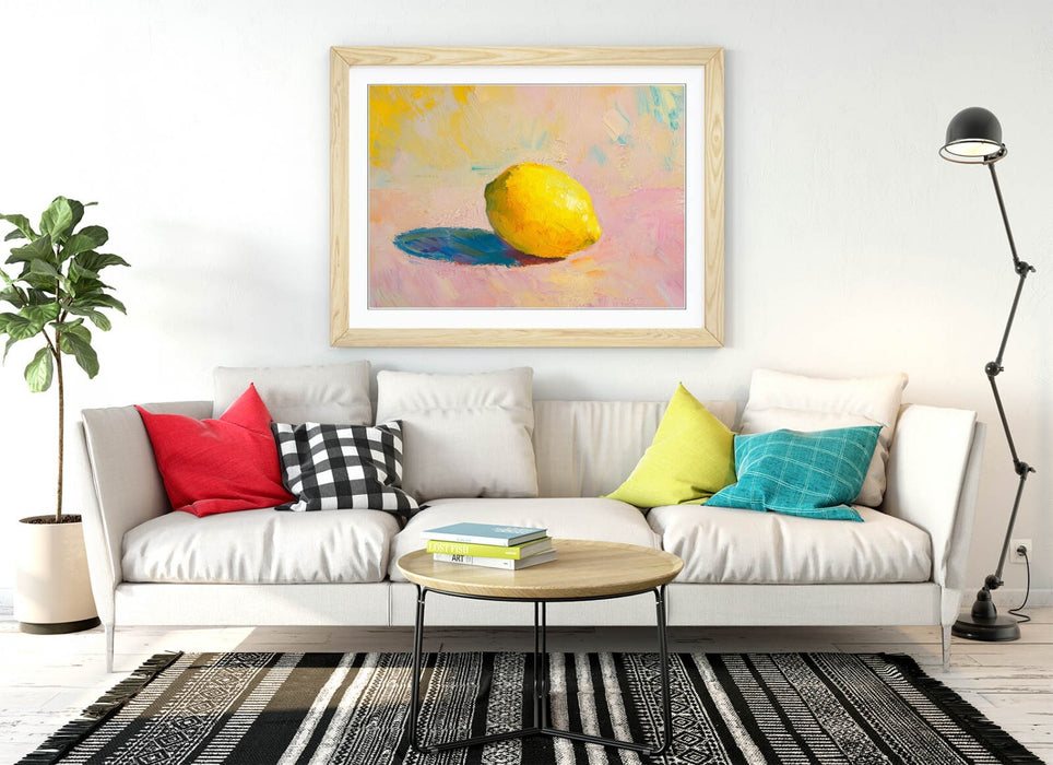 Framed Wall Art – Pretty Lemon Pastel Pink Still Life Poster Print 4 Sizes
