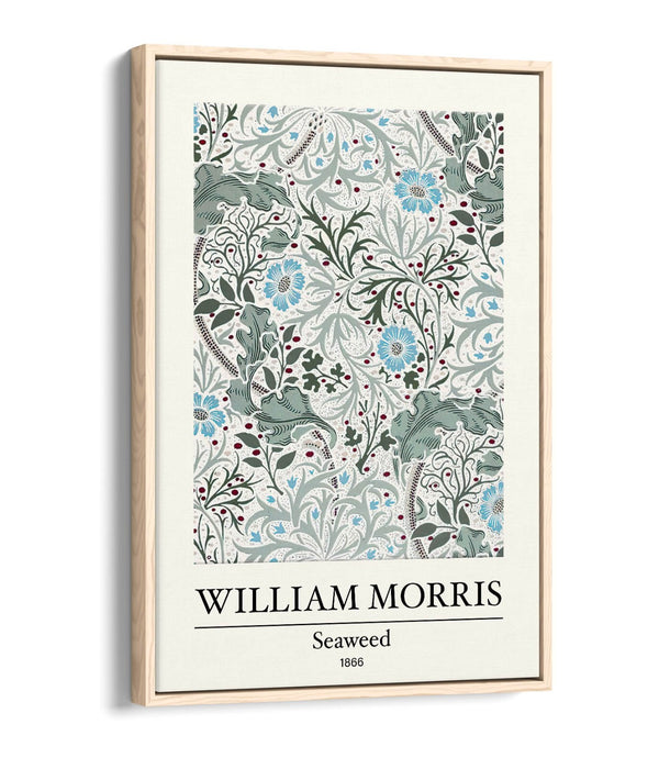 Float Effect Canvas Art - William Morris Floral Print | 30mm Deep Frame Wall Decor
