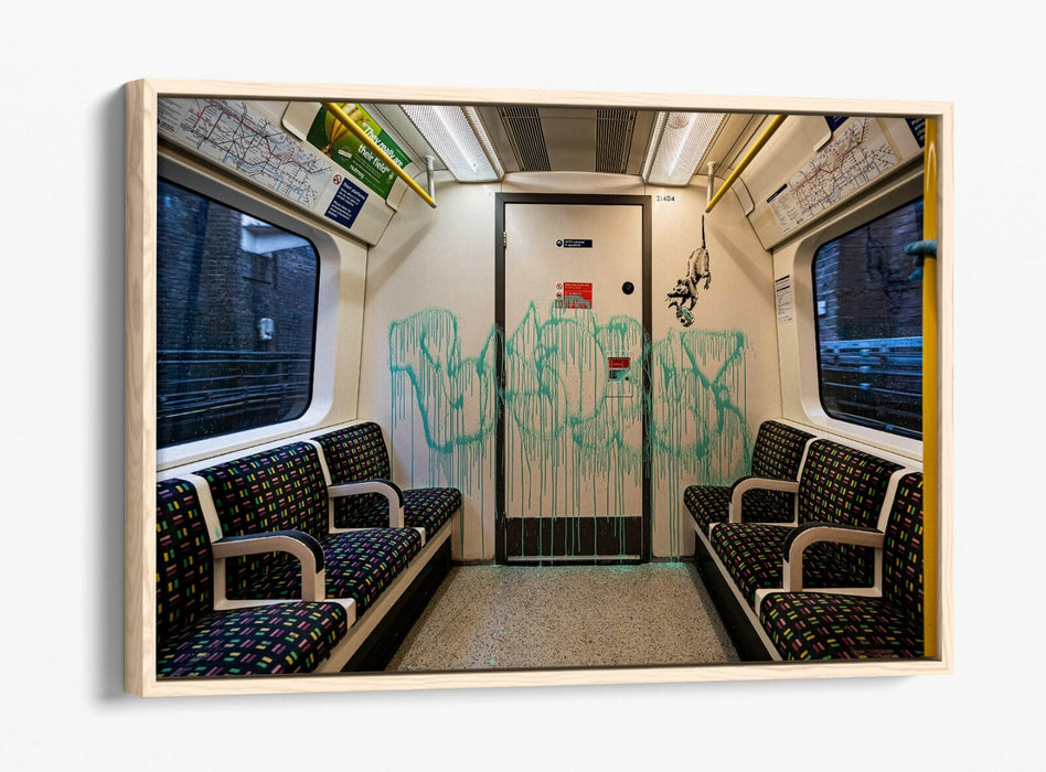 BANKSY UNDERGROUND RATS -FLOAT EFFECT CANVAS WALL ART PIC PRINT- BLUE GREEN