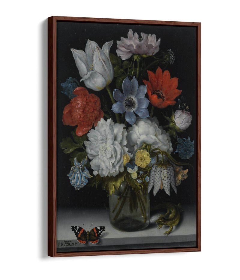 Canvas Wall Art - Ambrosius Bosschaert Vase Of Flowers With Float Effect Frame
