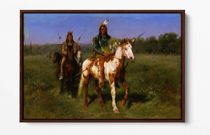 Canvas Wall Art – Rosa Bonheur Indians on Horseback Print with Float Effect Frame