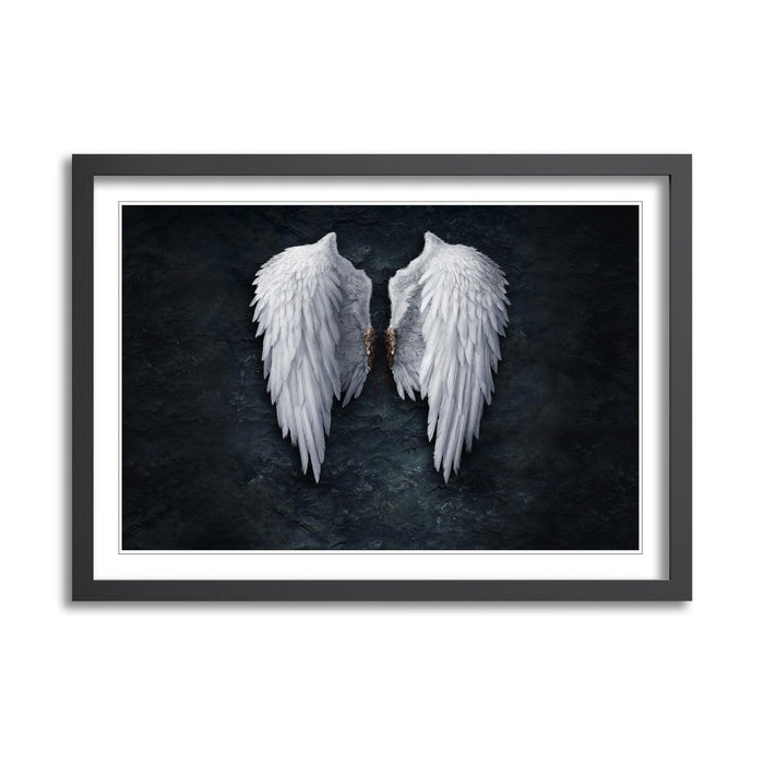 BANKSY  FALLEN BROKEN ANGEL WINGS STREET ART FRAMED POSTER PICTURE PRINT WHITE