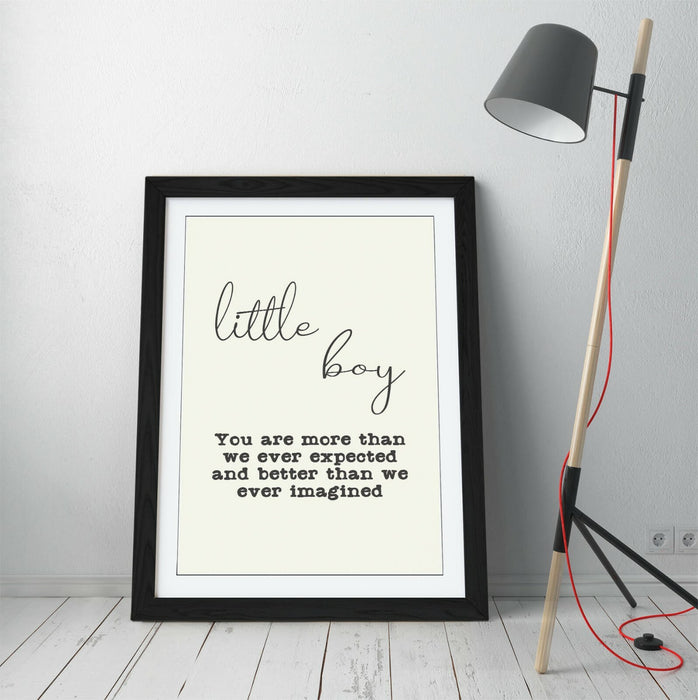 "LITTLE BOY" NURSERY BABY KIDS ROOM QUOTE SLOGAN -FRAMED WALL ART PICTURE PRINT