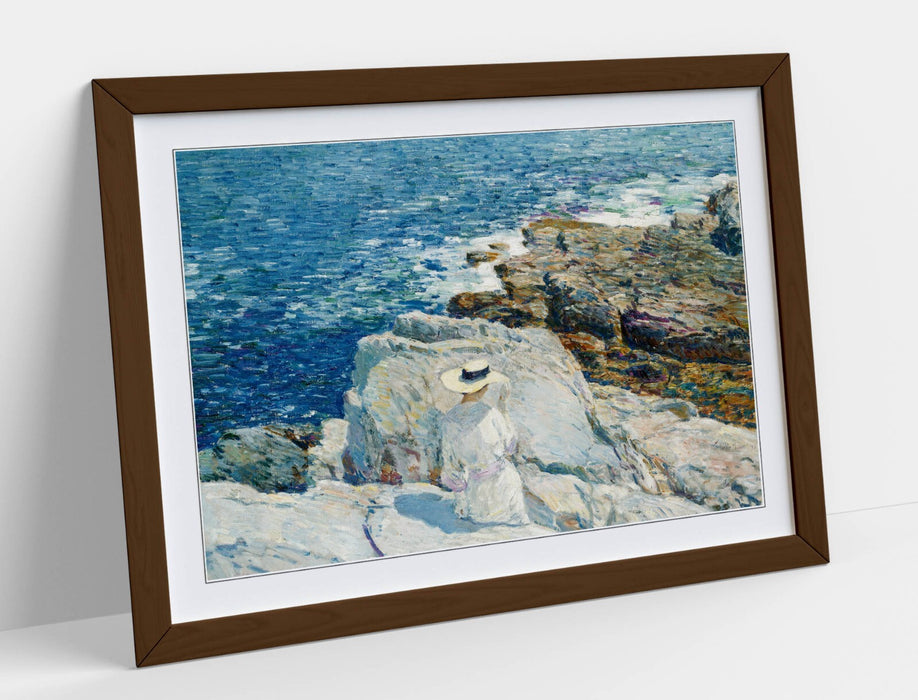 Framed Wall Art Print – Childe Hassam South Ledges Artwork | Matte Paper, Woodgrain Frame