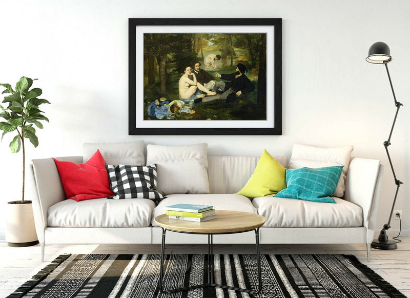 Framed Art Poster – Manet Luncheon Print With British Handmade Woodgrain Frame