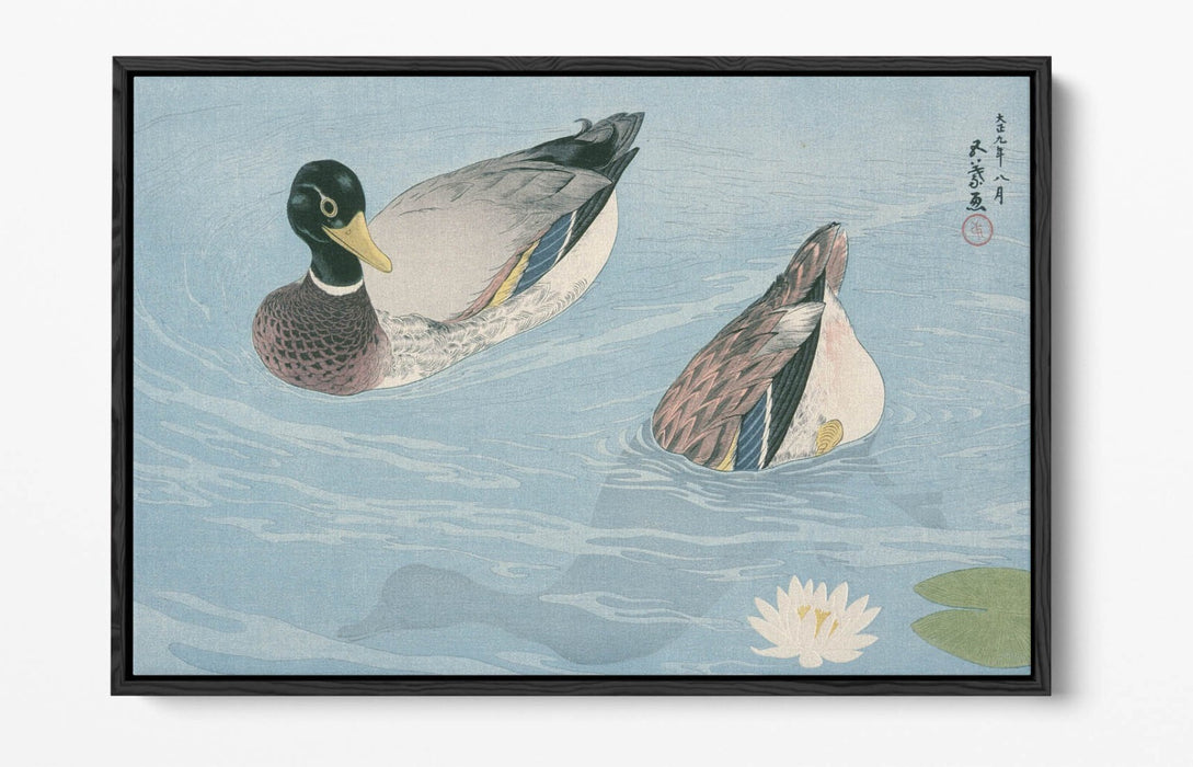 Canvas Wall Art - GOYO HASHIGUCHI Ducks | Float Effect Canvas Art Print