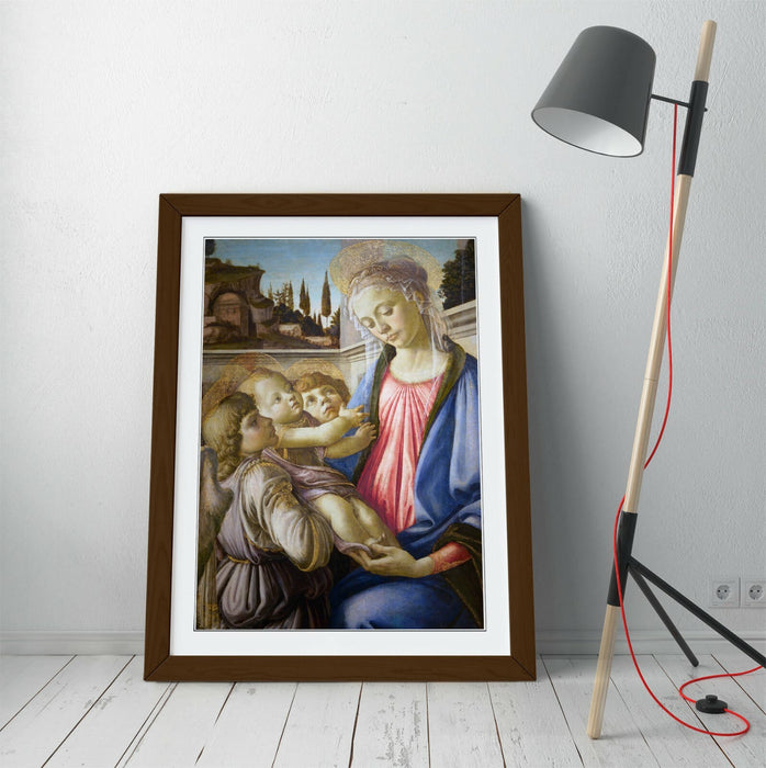 Framed Artwork Print - Botticelli Virgin Painting With Two Angels | Handmade UK Frames