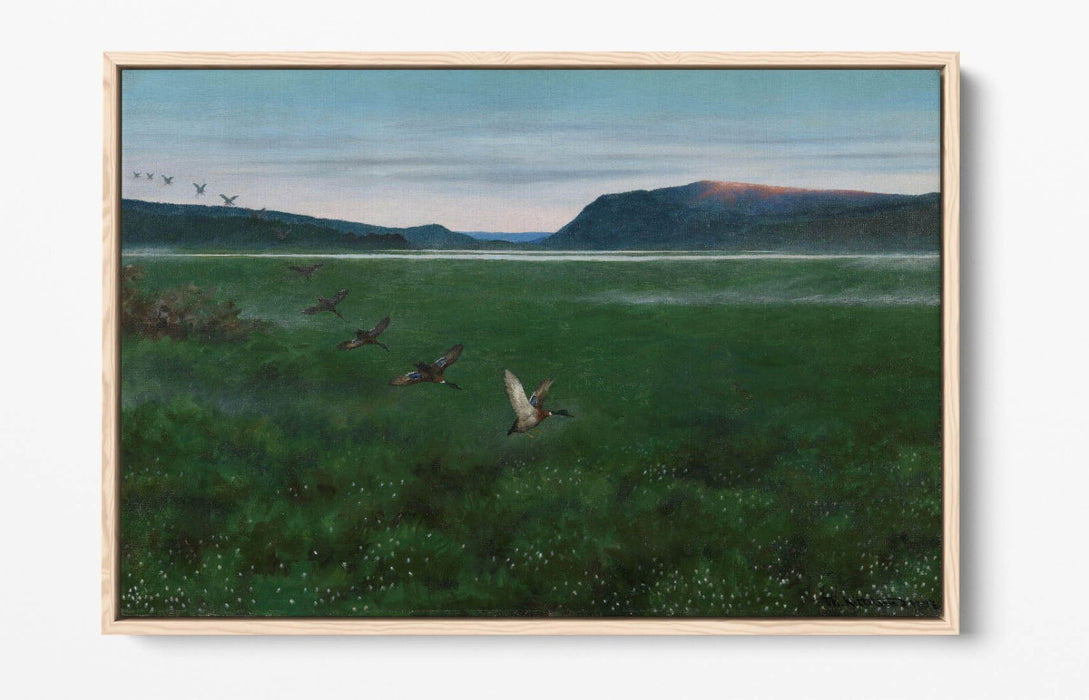 THEODOR KITTELSEN, THE TWELVE WILD DUCKS -FLOAT EFFECT CANVAS WALL ART PIC PRINT
