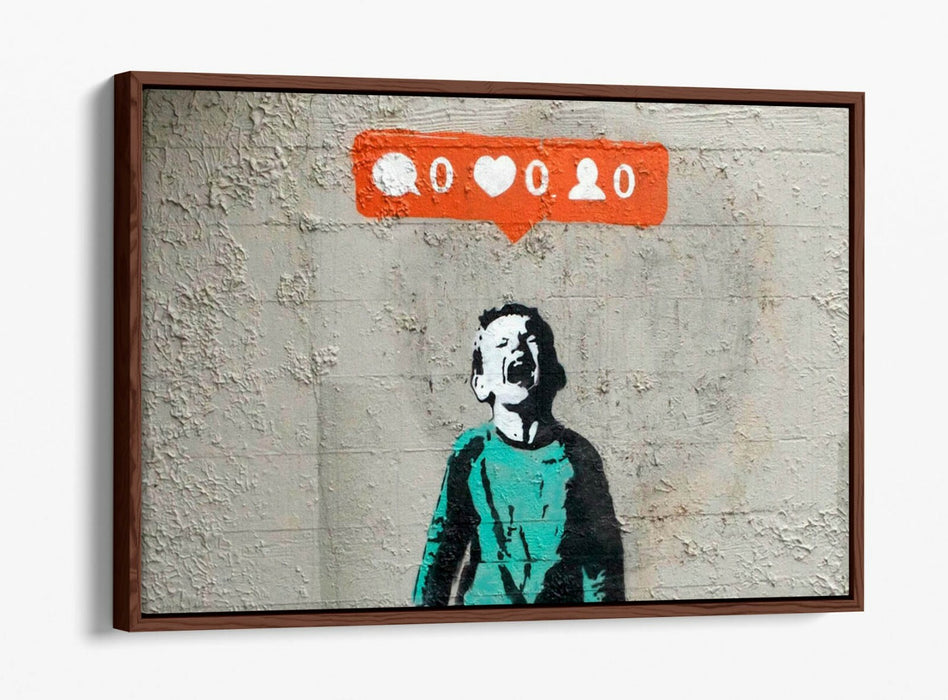 BANKSY "NO SOCIAL MEDIA" -FLOAT EFFECT CANVAS ART PRINT- GRAFFITI STREET ART